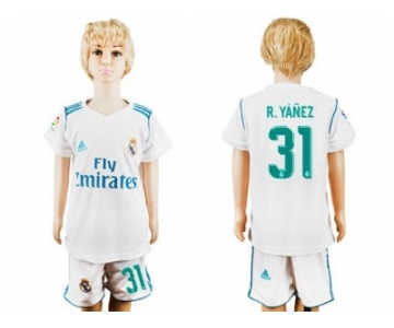 Real Madrid #31 R.Yanez White Home Kid Soccer Club Jersey