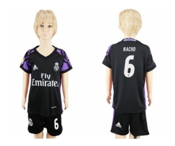 Real Madrid #6 Nacho Black Kid Soccer Club Jersey