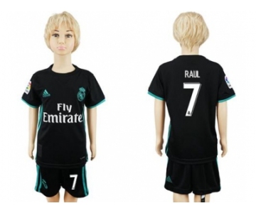 Real Madrid #7 Raul Away Kid Soccer Club Jersey