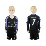 Real Madrid #7 Ronaldo Sec Away Long Sleeves Kid Soccer Club Jersey