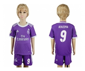 Real Madrid #9 Benzema Away Kid Soccer Club Jersey2