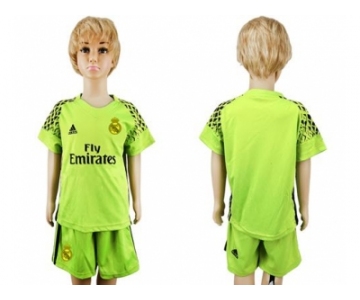 Real Madrid Blank Shiny Green Goalkeeper Kid Soccer Club Jersey