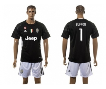 Juventus #1 Buffon Black Goalkeeper Soccer Club Jersey