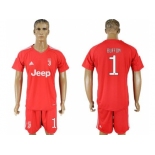 Juventus #1 Buffon Red Goalkeeper Soccer Club Jersey