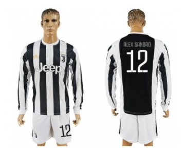 Juventus #12 Alex Sandro Home Long Sleeves Soccer Club Jersey