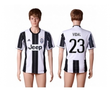Juventus #23 Vidal Home Soccer Club Jersey 3