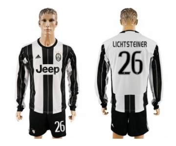 Juventus #26 Lichtsteiner Home Long Sleeves Soccer Club Jersey 1