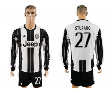 Juventus #27 Sturaro Home Long Sleeves Soccer Club Jersey 1