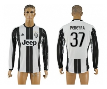 Juventus #37 Pereyra Home Long Sleeves Soccer Club Jersey 1