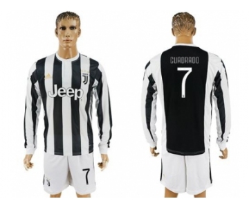 Juventus #7 Cuadrado Home Long Sleeves Soccer Club Jersey