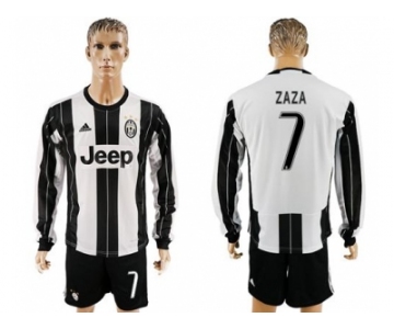 Juventus #7 Zaza Home Long Sleeves Soccer Club Jersey