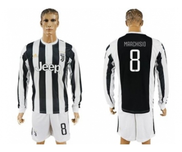 Juventus #8 Marchisio Home Long Sleeves Soccer Club Jersey