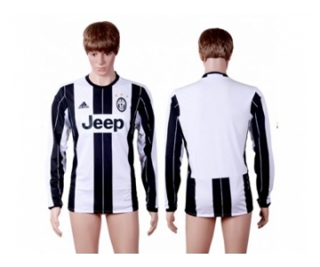 Juventus Blank Home Long Sleeves Soccer Club Jersey 3