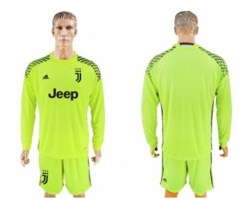 Juventus Blank Shiny Green Goalkeeper Long Sleeves Soccer Club Jersey