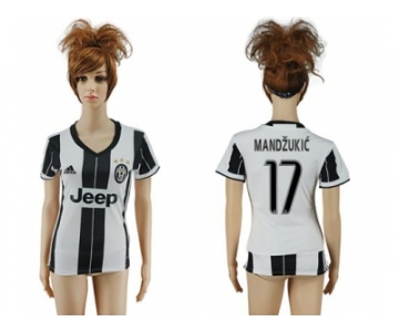 Women's Juventus #17 Mandzukic Home Soccer Club Jersey1