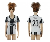 Women's Juventus #23 Vidal Home Soccer Club Jersey