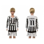 Juventus #11 Coman Home Long Sleeves Kid Soccer Club Jersey