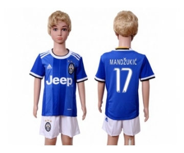Juventus #17 Mandzukic Away Kid Soccer Club Jersey