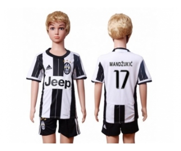 Juventus #17 Mandzukic Home Kid Soccer Club Jersey