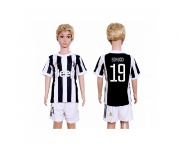 Juventus #19 Bonucci Home Kid Soccer Club Jersey