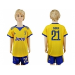 Juventus #21 Dybala Away Kid Soccer Club Jersey