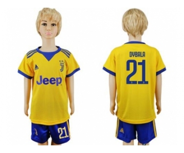 Juventus #21 Dybala Away Kid Soccer Club Jersey