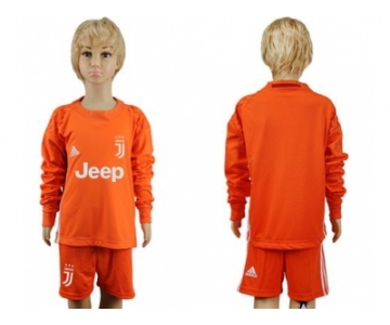Juventus Blank Orange Goalkeeper Long Sleeves Kid Soccer Club Jersey