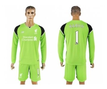 Liverpool #1 Karius Green Goalkeeper Long Sleeves Soccer Club Jersey