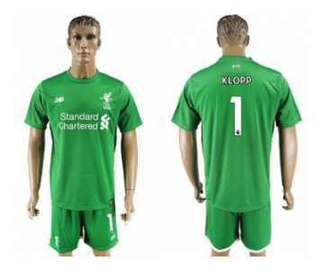 Liverpool #1 Klopp Green Goalkeeper Soccer Club Jersey