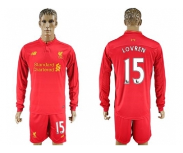 Liverpool #15 Lovren Home Long Sleeves Soccer Club Jersey