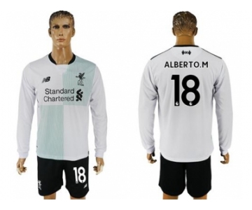 Liverpool #18 Alberto.M Away Long Sleeves Soccer Club Jersey