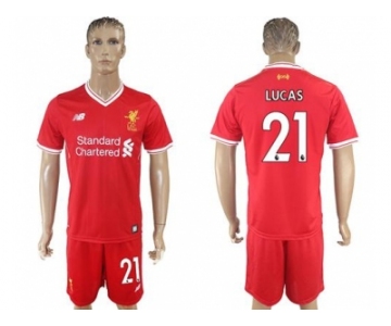 Liverpool #21 Lucas Red Home Soccer Club Jersey