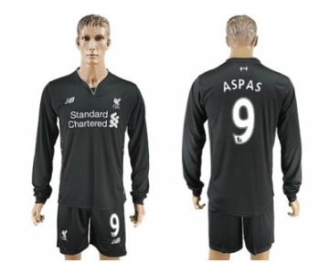 Liverpool #9 Aspas Away Long Sleeves Soccer Club Jersey