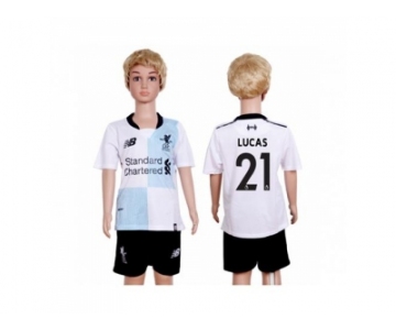 Liverpool #21 Lucas Away Kid Soccer Club Jersey