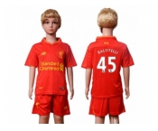 Liverpool #45 Balotelli Red Home Kid Soccer Club Jersey