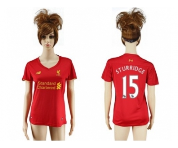 Women's Liverpool #15 Sturridge Red Home Soccer Club Jersey1