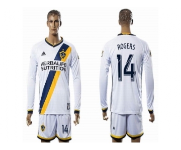 Los Angeles Galaxy #14 ROGERS White Home Long Sleeves Soccer Club Jersey