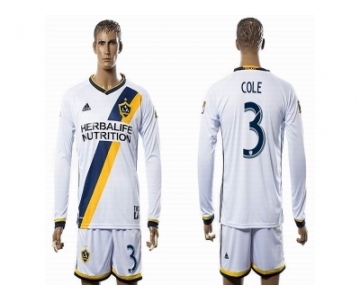 Los Angeles Galaxy #3 COLE White Home Long Sleeves Soccer Club Jersey