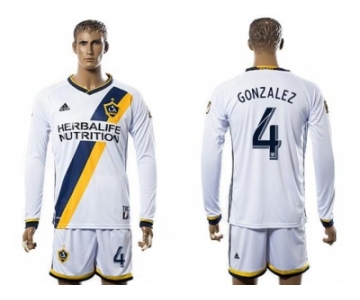 Los Angeles Galaxy #4 Gonzalez Home Long Sleeves Soccer Club Jersey
