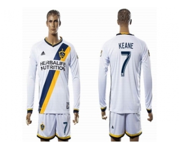 Los Angeles Galaxy #7 KEANE White Home Long Sleeves Soccer Club Jersey