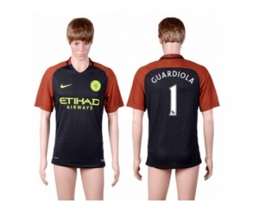 Manchester City #1 Guardiola Away Soccer Club Jersey