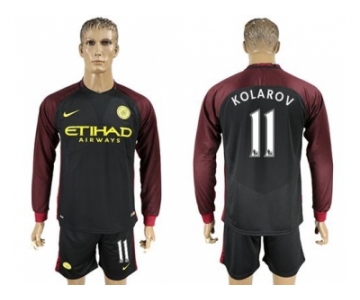 Manchester City #11 Kolarov Away Long Sleeves Soccer Club Jersey