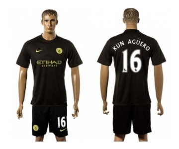 Manchester City #16 Kun Aguero Away Soccer Club Jersey