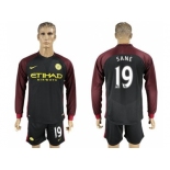 Manchester City #19 Sane Away Long Sleeves Soccer Club Jersey