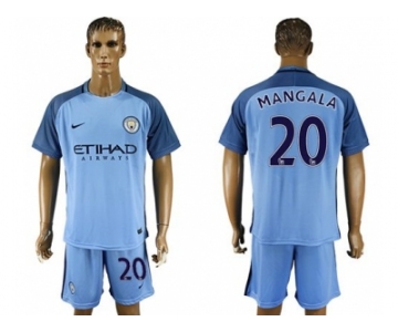 Manchester City #20 Mangala Home Soccer Club Jersey2