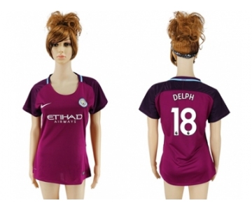 Women Manchester City #18 Delph Away Soccer Club Jersey