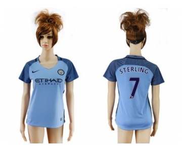 Women's Manchester City #7 Sterling Home Soccer Club Jersey1