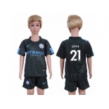 Manchester City #21 Silva Sec Away Kid Soccer Club Jersey