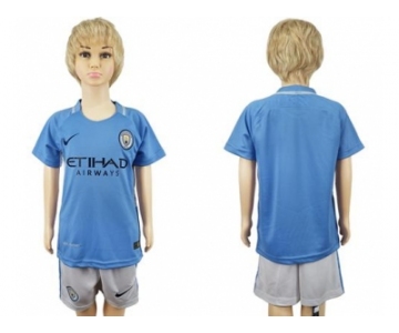 Manchester City Blank Home Kid Soccer Club Jersey