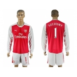 Arsenal #1 Szczesny Red Home Long Sleeves Soccer Club Jersey